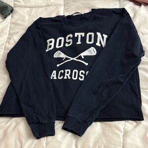 Brandy Melville Navy Blue Boston Lacrosse Long Sleeve Tee